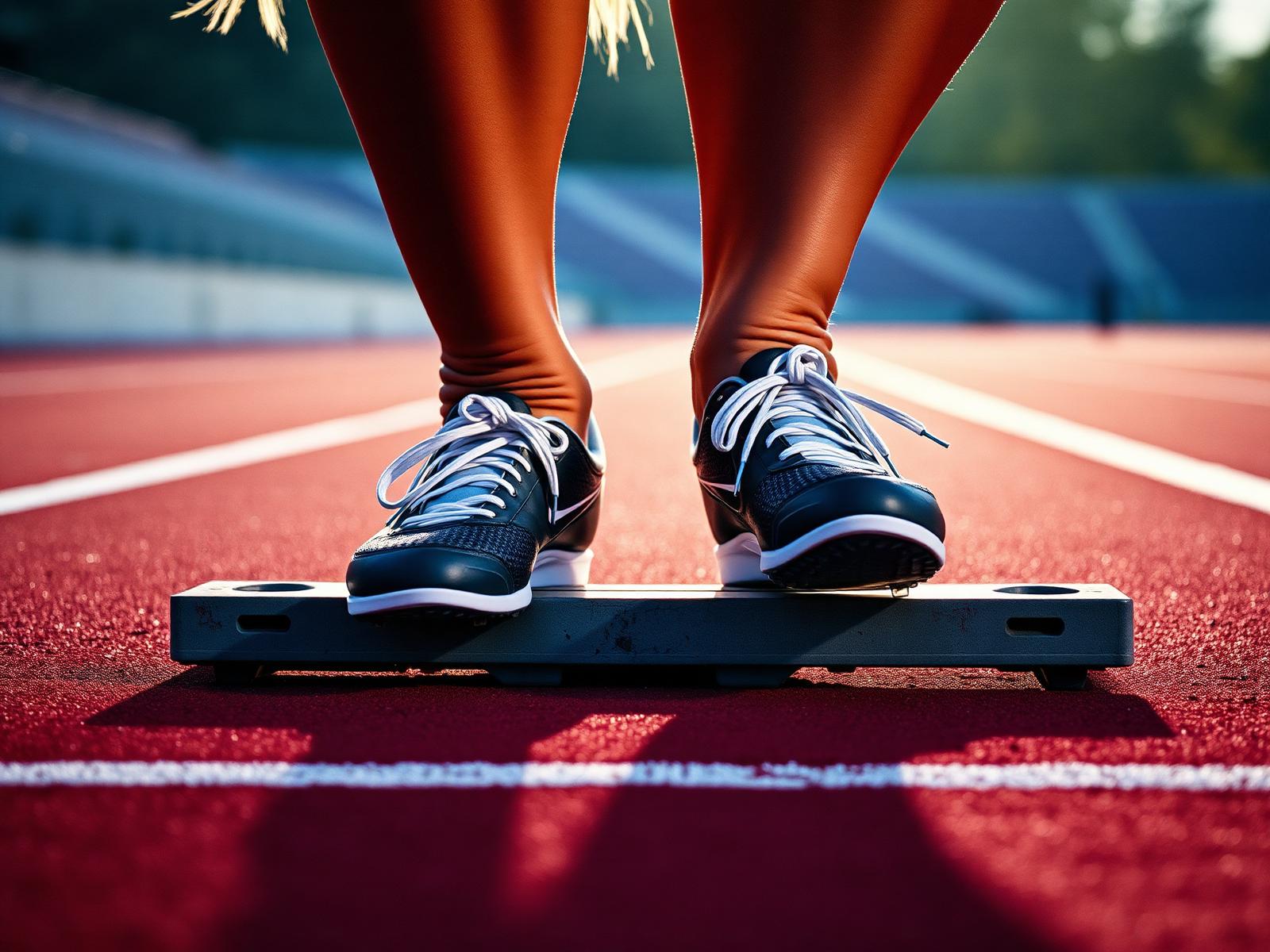 Sprinter set on the starting blocks